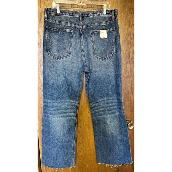 VIGOSS Royce Jeans Womens 32 Medium Wash Raw Fray Hem High Rise Wide Leg Flare - Picture 3 of 8